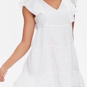 Forever 21 White Babydoll Shift Dress Size Small